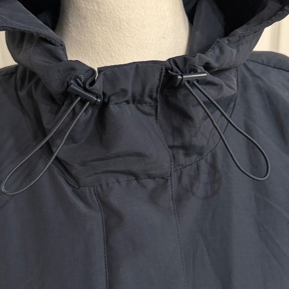 Eileen Fisher Jacket Navy Nylon Cotton Hood Relax Lagenlook Classic Minimal P/S - Picture 9 of 12